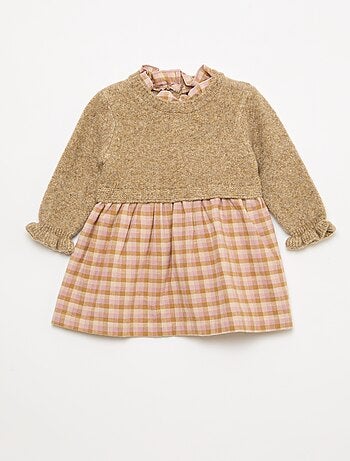 Vestido bimateria 2 en 1 de punto y franela