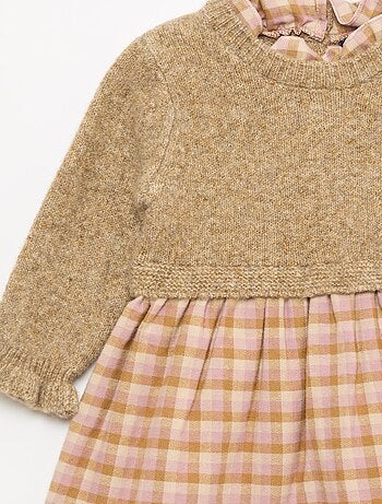 Vestido bimateria 2 en 1 de punto y franela