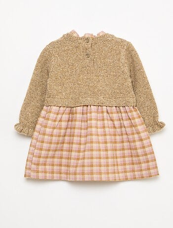 Vestido bimateria 2 en 1 de punto y franela