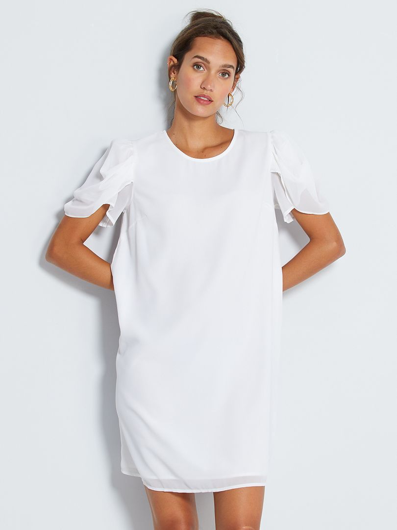 Vestido blanco con manga presunto Blanco - Kiabi