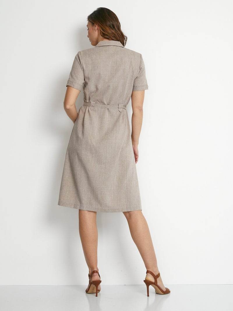 Vestido blusón de corte recto y largo medio - Afibel Beige - Kiabi