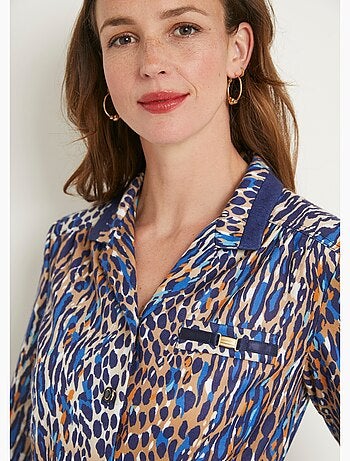 Vestido blusón midi con estampado de leopardo - Afibel