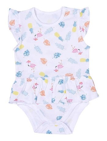 Vestido body y gorro de algodón orgánico para bebé, colección tropi - Kitikate