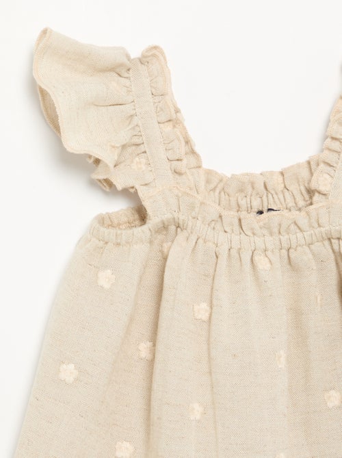 Vestido bordado sin mangas de algodón - Kiabi Vestido bordado sin mangas de algodón - Kiabi