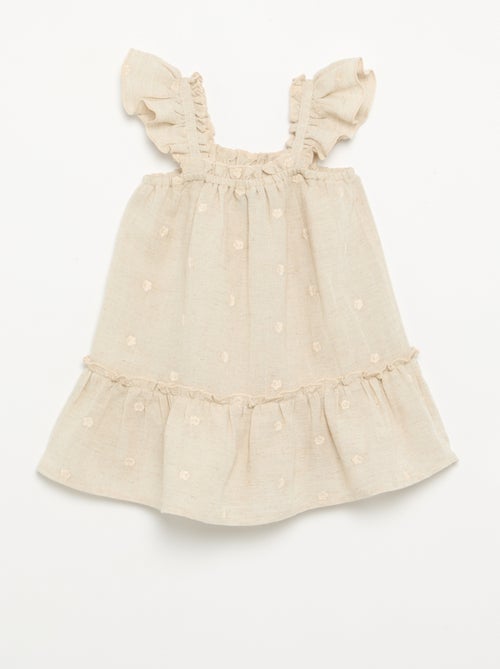 Vestido bordado sin mangas de algodón - Kiabi Vestido bordado sin mangas de algodón - Kiabi