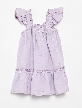 Vestido bordado sin mangas de algodón
