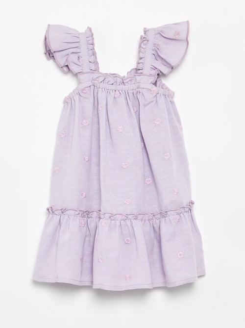 Vestido bordado sin mangas de algodón - Kiabi