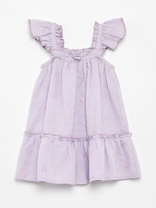 Vestido bordado sin mangas de algodón - Kiabi