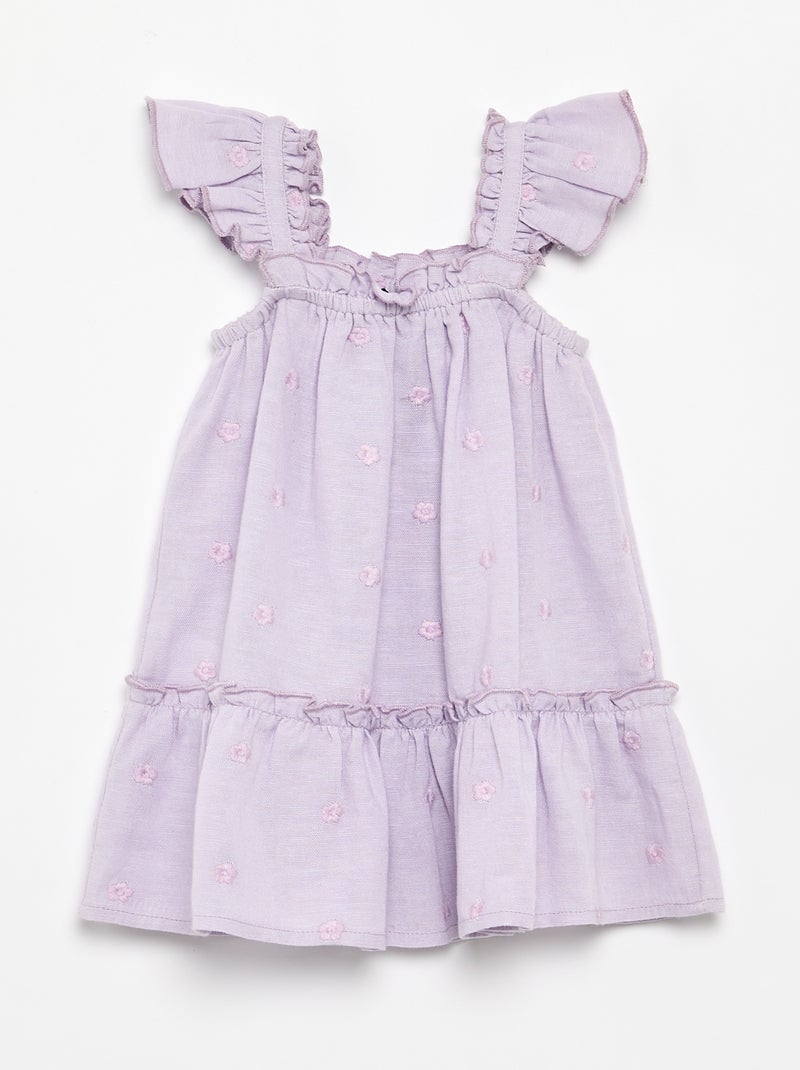 Vestido bordado sin mangas de algodón Purpura - Kiabi