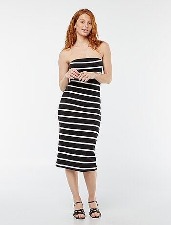 Vestido bustier de canalé