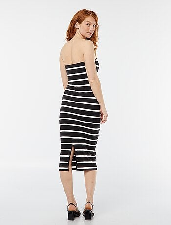 Vestido bustier de canalé