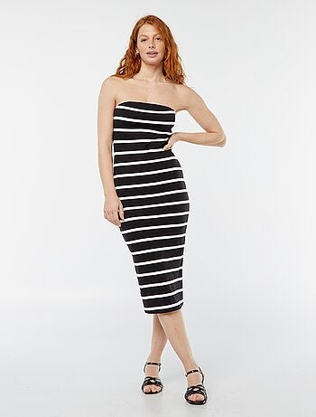 Vestido bustier de canalé