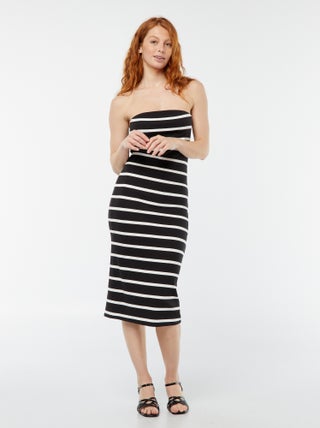 Vestido bustier de canalé