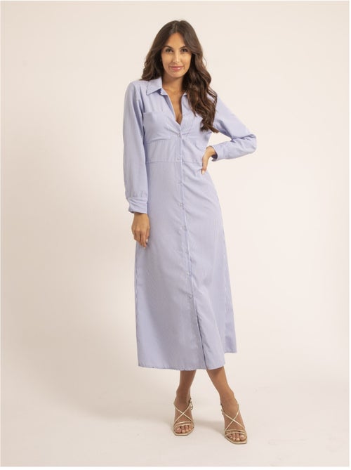 Vestido camisa largo a rayas IRNA - Kiabi