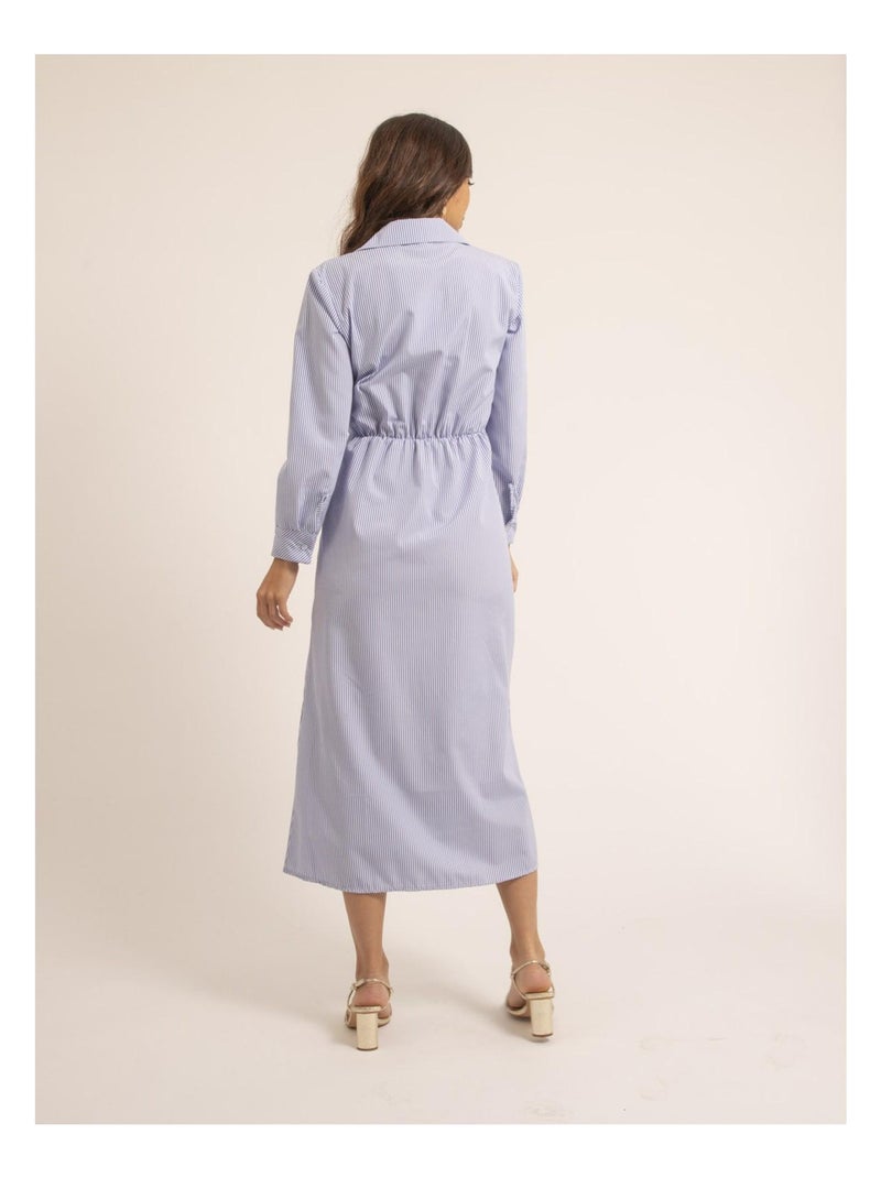 Vestido camisa largo a rayas IRNA Azul - Kiabi