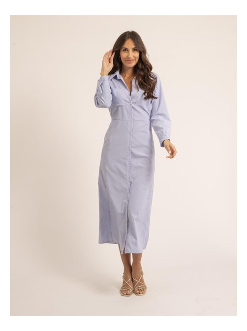 Vestido camisa largo a rayas IRNA - Kiabi