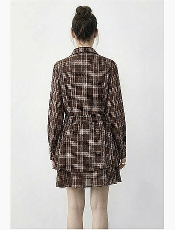 Vestido camisero a cuadros con cinturón lucci