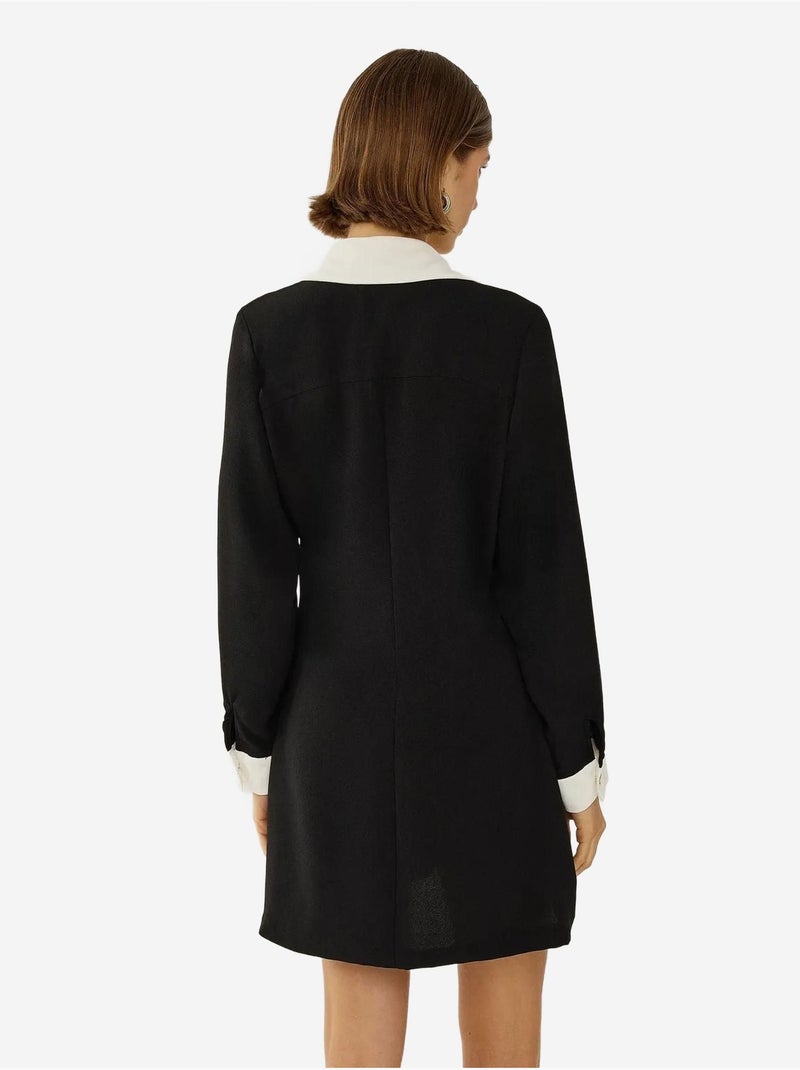 Vestido camisero abotonado Negro - Kiabi