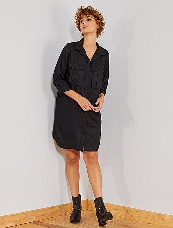 Vestido camisero con bolsillos - Kiabi