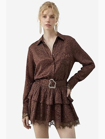 Vestido camisero con estampado de leopardo y cinturón de lucci