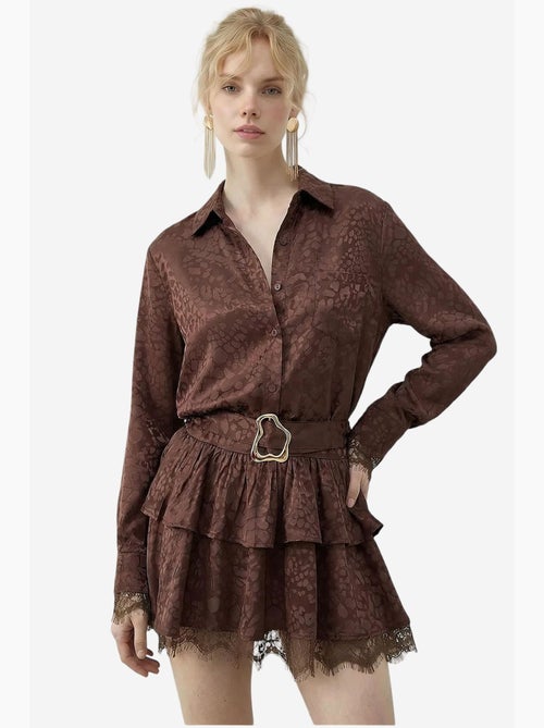 Vestido camisero con estampado de leopardo y cinturón de lucci - Kiabi