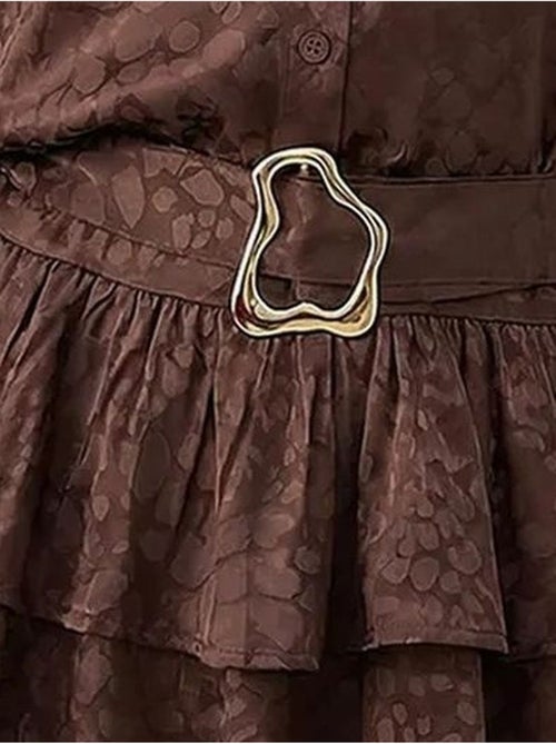 Vestido camisero con estampado de leopardo y cinturón de lucci - Kiabi