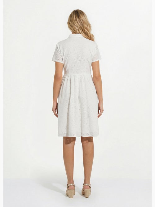 Vestido camisero corto de broderie inglesa - Afibel - Kiabi