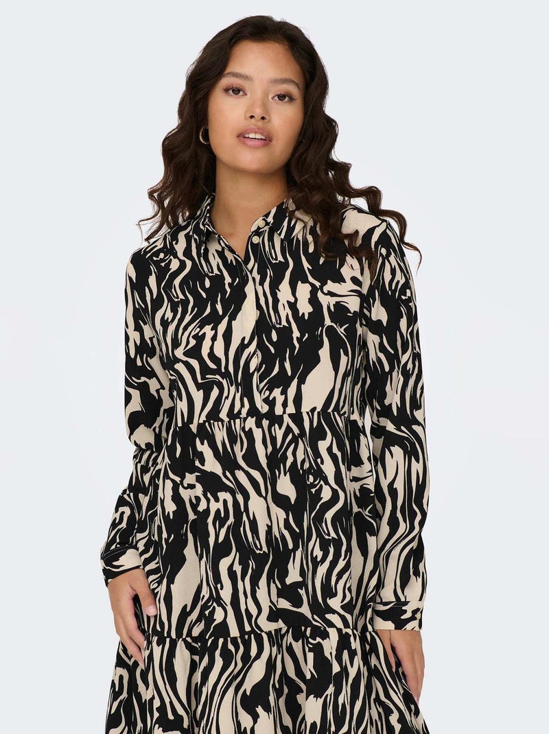 Vestido camisero corto de cebra 'JDY' BLANCO - Kiabi