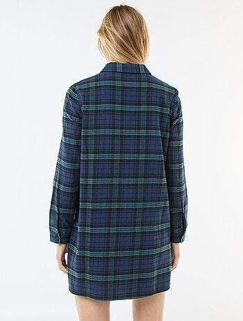 Vestido camisero corto de franela