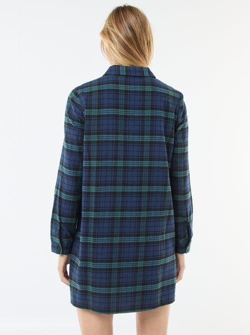 Vestido camisero corto de franela - Kiabi