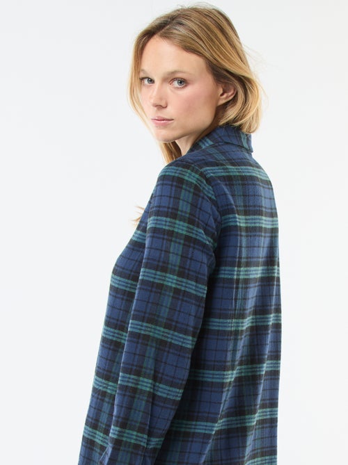 Vestido camisero corto de franela - Kiabi