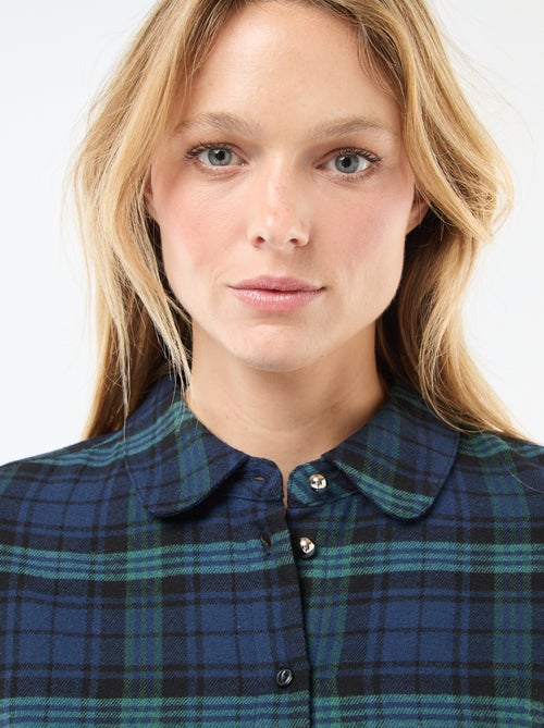 Vestido camisero corto de franela - Kiabi