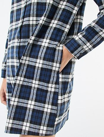 Vestido camisero corto de franela