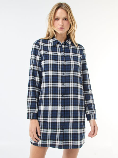 Vestido camisero corto de franela - Kiabi