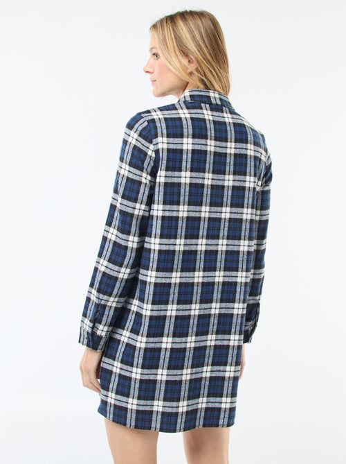 Vestido camisero corto de franela - Kiabi