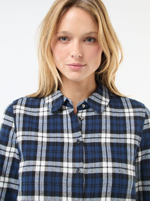 Vestido camisero corto de franela - Kiabi