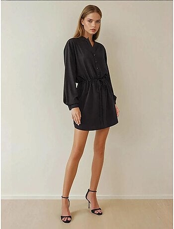 Vestido camisero corto de viscosa de corte relajado hiccup