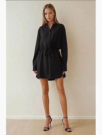 Vestido camisero corto de viscosa de corte relajado hiccup
