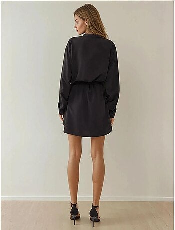 Vestido camisero corto de viscosa de corte relajado hiccup
