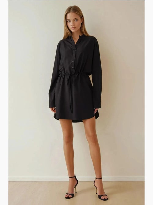 Vestido camisero corto de viscosa de corte relajado hiccup - Kiabi Vestido camisero corto de viscosa de corte relajado hiccup - Kiabi