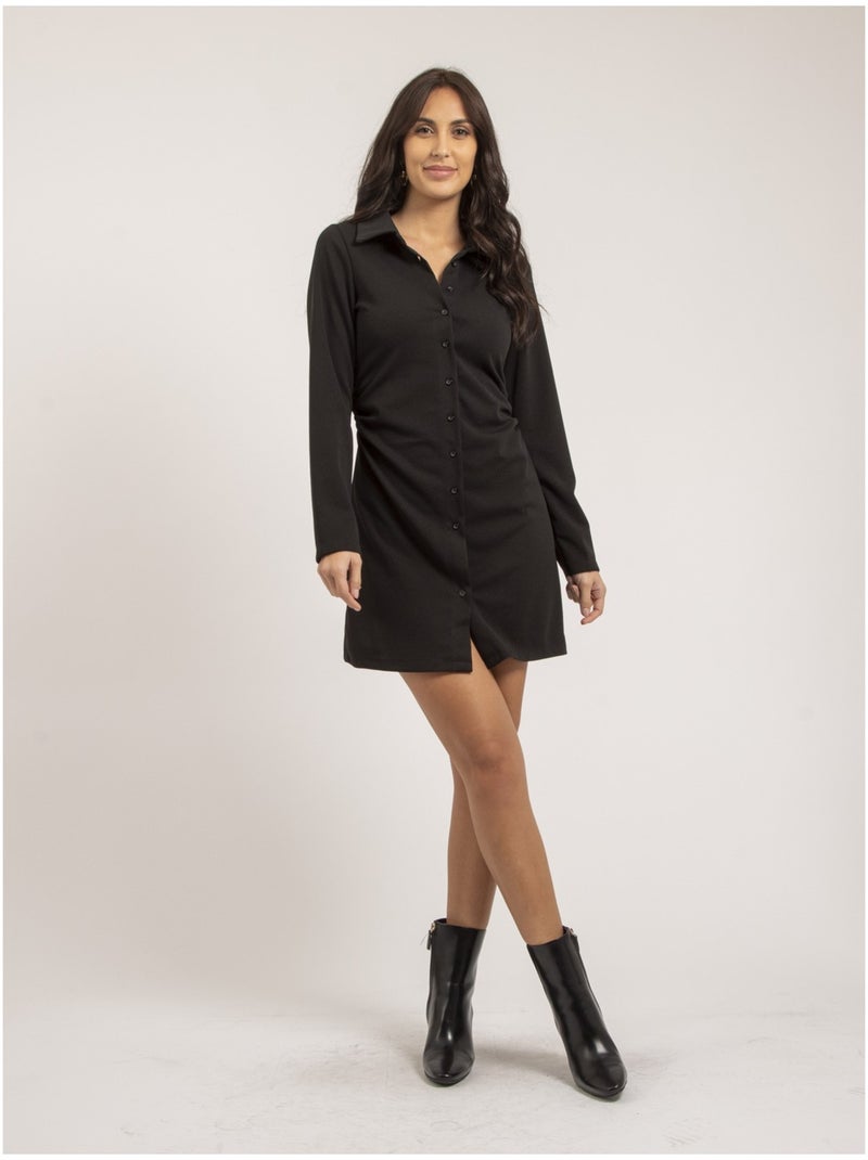 Vestido camisero corto IRATIA Negro - Kiabi