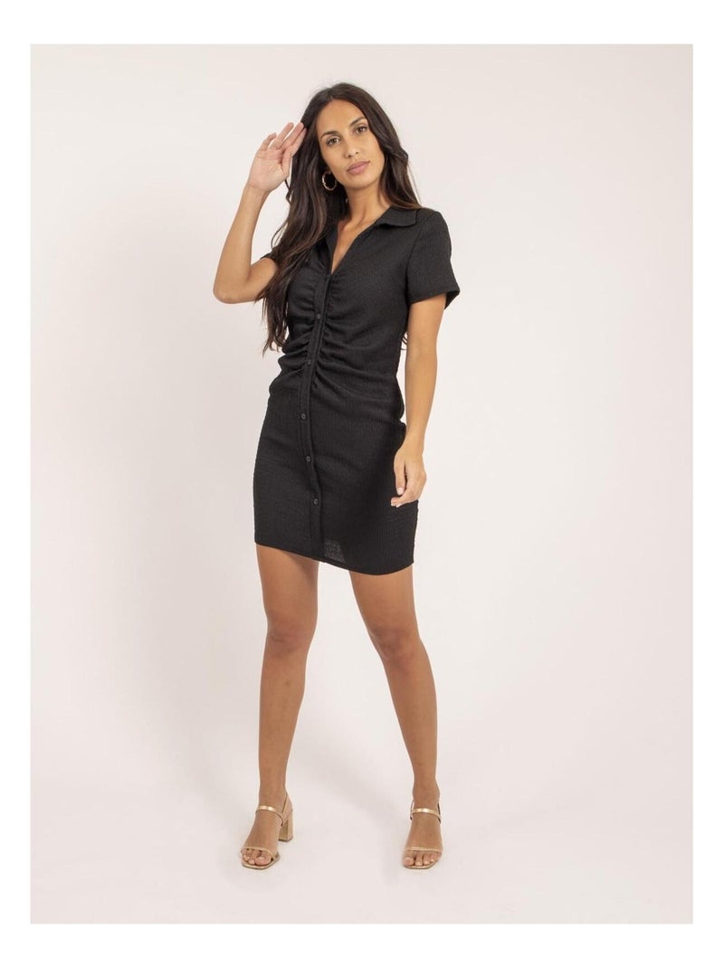 Vestido camisero corto IRIKI Negro - Kiabi