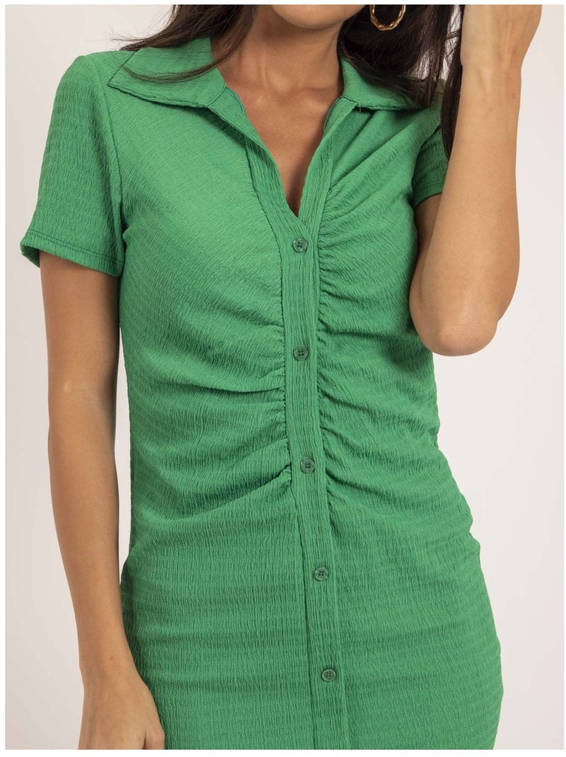 Vestido camisero corto IRIKI Verde oscuro - Kiabi