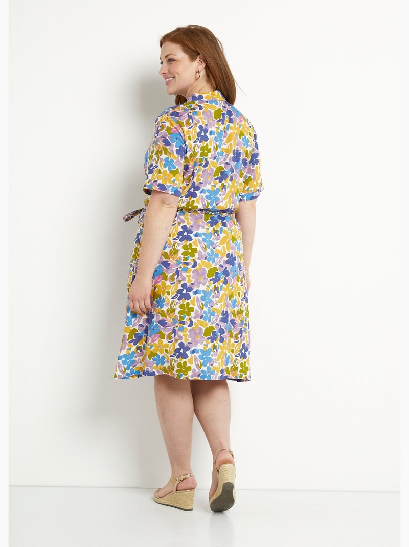 Vestido camisero corto recto con estampado floral - Afibel Multicolor - Kiabi