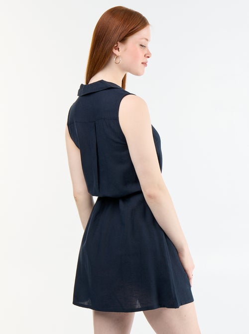 Vestido camisero corto sin mangas de lino mezclado - Kiabi