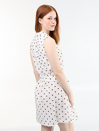 Vestido camisero corto sin mangas de lino mezclado