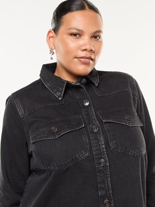 Vestido camisero corto vaquero con acabado deshilachado - Kiabi