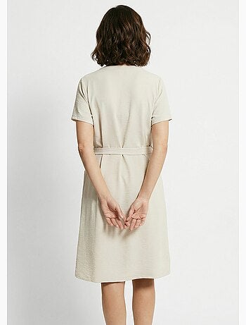 Vestido camisero de crepe, estilo étnico - Afibel