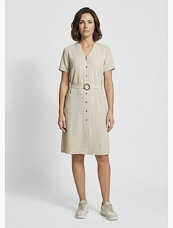 Vestido camisero de crepe, estilo étnico - Afibel