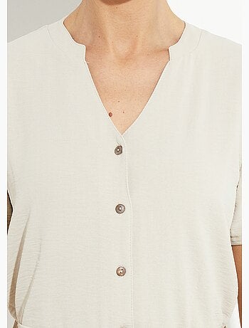 Vestido camisero de crepe, estilo étnico - Afibel